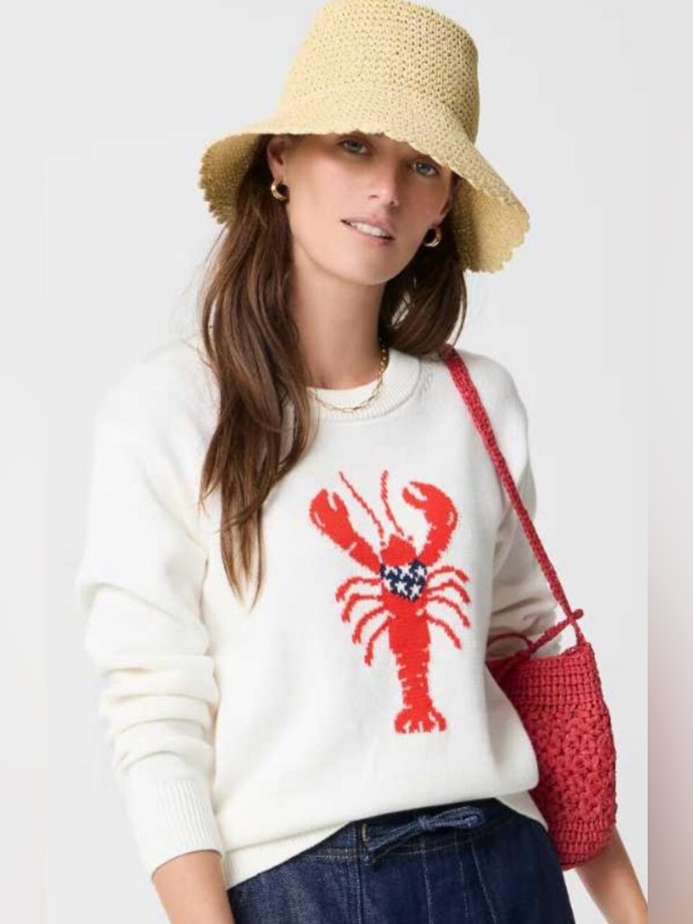 J. Crew Factory Lobster Crewneck Sweater